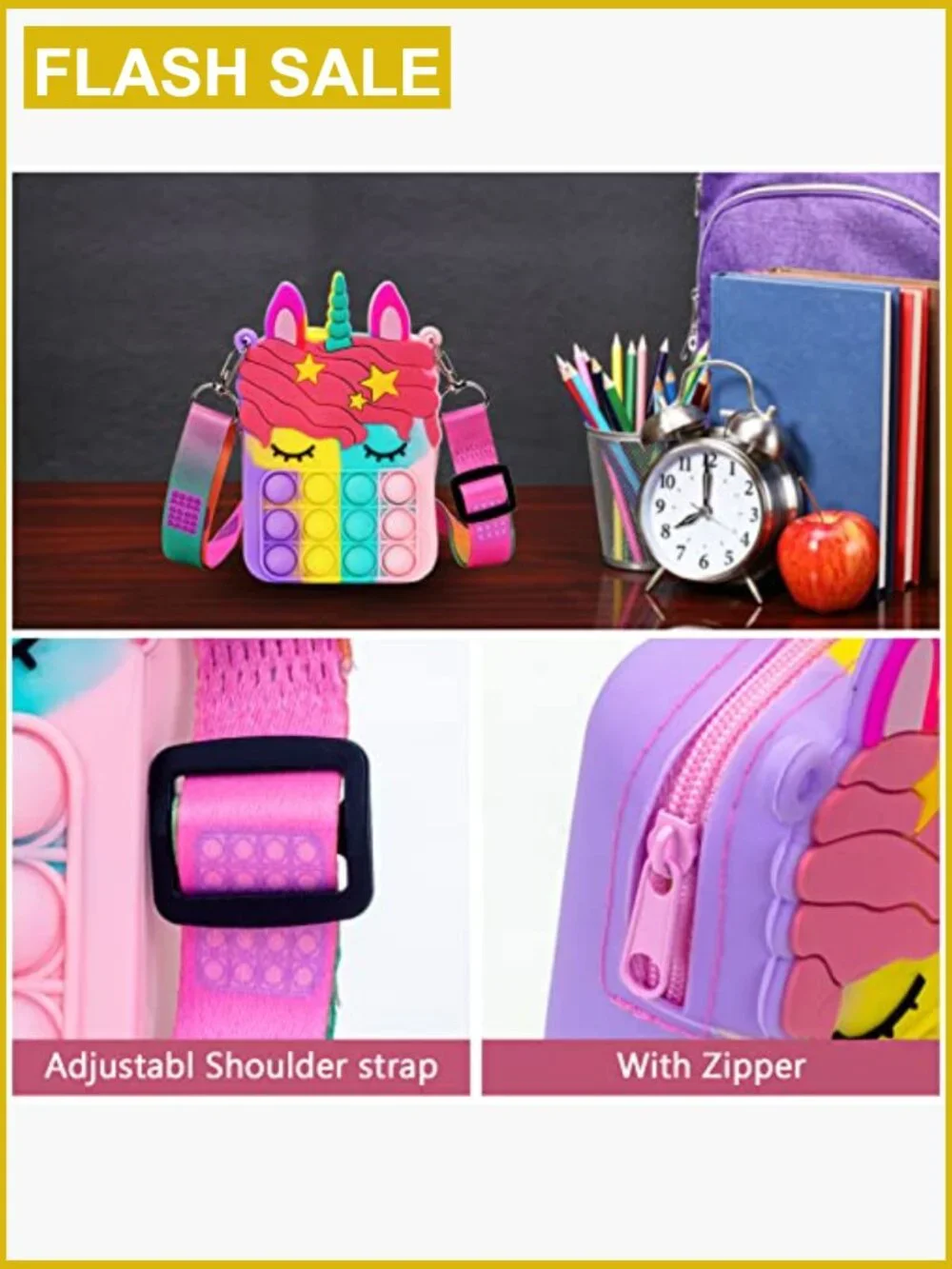 Unicorn Pop Fidget Toy Bag | Push Bubble Shoulder Purse for Girls